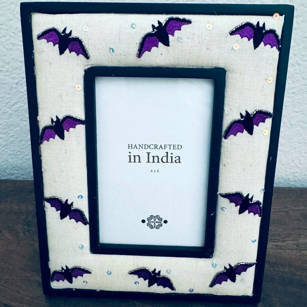 Halloween Bat BeadedโBoho Wooden Picture Frame 4x6